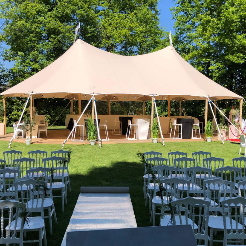 Sailcloth Event Tent by Canvas Camp Luxury Outdoor Canopy with wedding chairs