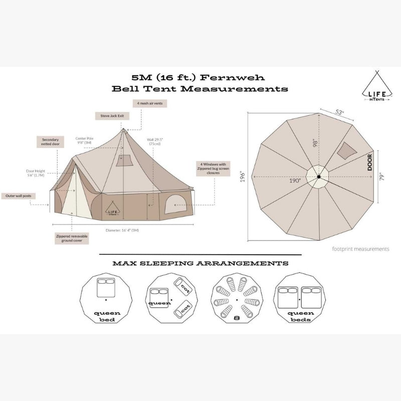 Yurt Tent Fernweh by Life in Tents 16ft measurements max sleeping arrangements