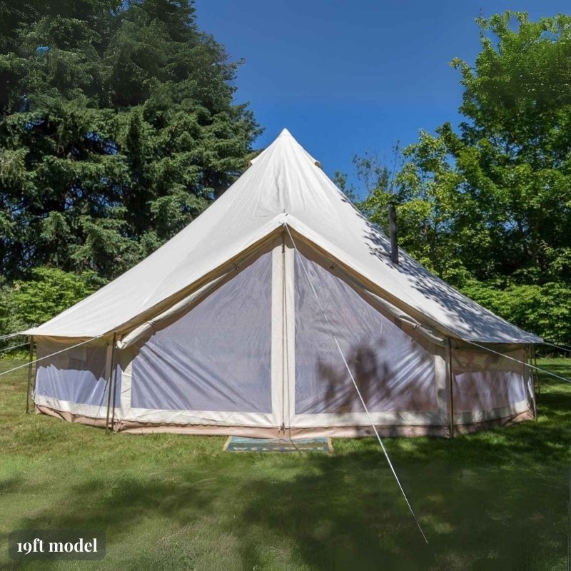 Yurt Tent Fernweh by Life in Tents 19ft front view with welcome mat closed front door