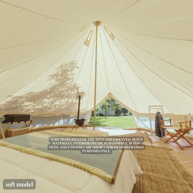 Yurt Tent Fernweh by Life in Tents 19ft interior view of front door from bed