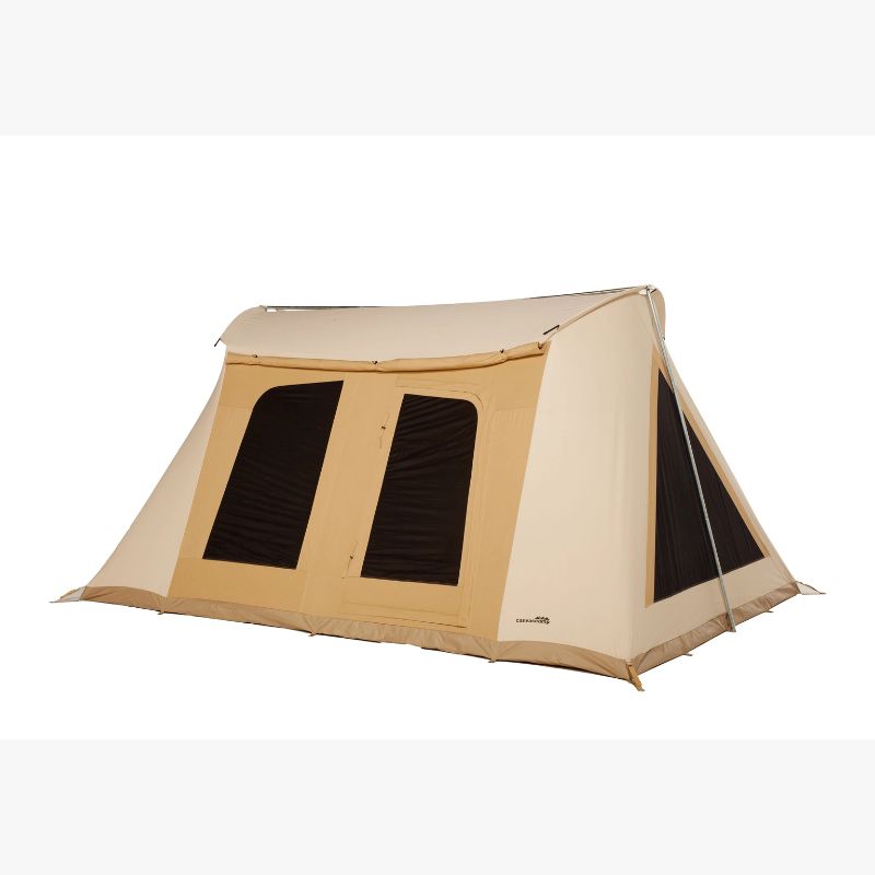 A Frame Tent Big Horn by Canvas Camp stock photo front left view closed doors