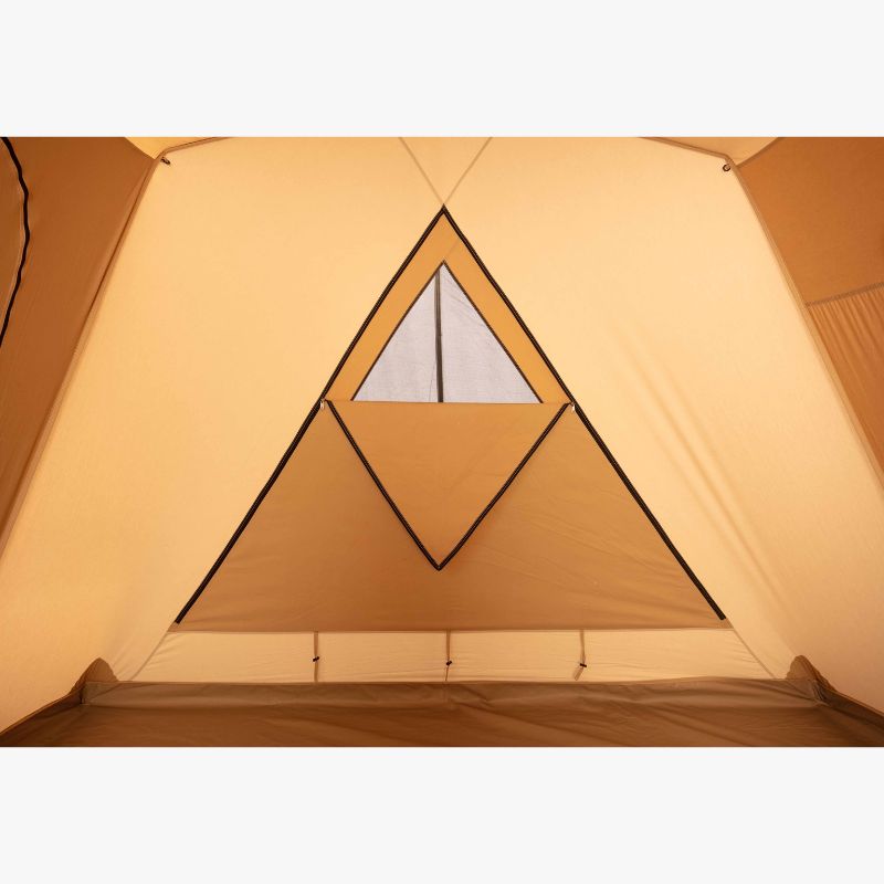 A Frame Tent Big Horn by Canvas Camp stock photo inerior view of partially open window
