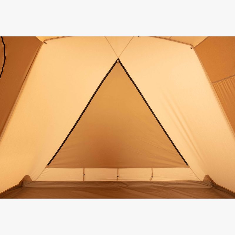 A Frame Tent Big Horn by Canvas Camp stock photo interior view of closed window