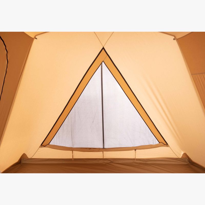A Frame Tent Big Horn by Canvas Camp stock photo interior view of open window with mesh