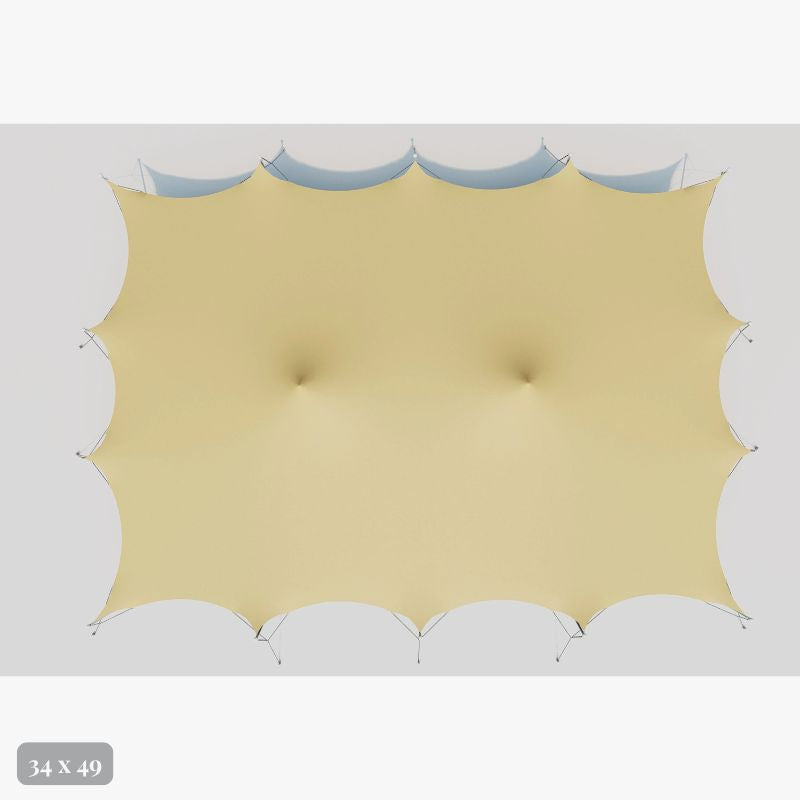 Flex Stretch Tent Q3 by Canvas Camp Luxury Outdoor Canopy 34x49 stock photo top birds eye view drone view