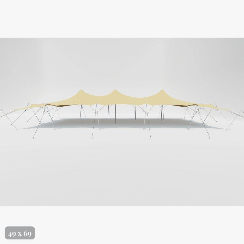 Flex Stretch Tent Q3 by Canvas Camp Luxury Outdoor Canopy 49x69 stock photo side view