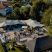 Flex Stretch Tent Q3 by Canvas Camp Luxury Outdoor Canopy birds eye view of backyard party drone view