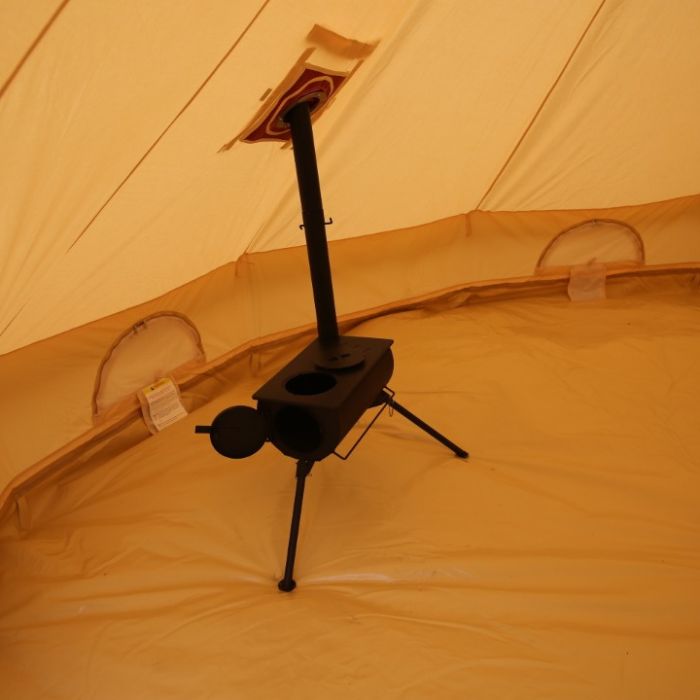 Luna Glamping Bell Tent Stove Kit inside tent