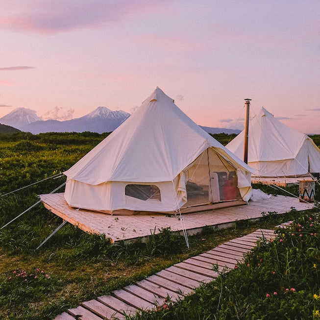 Luna Glamping Canvas Bell Tent sunset