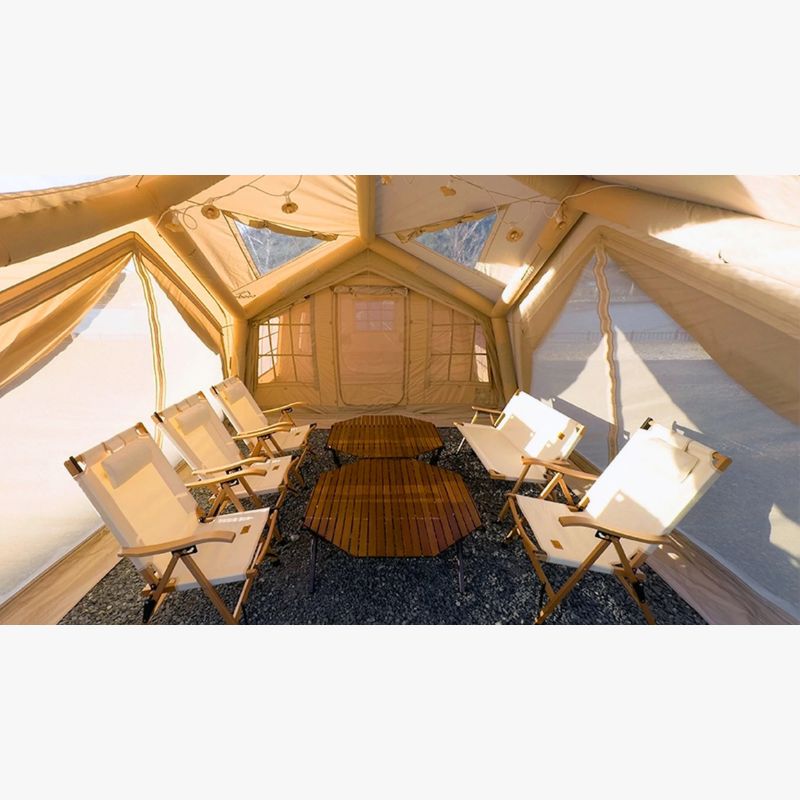 RBM Koala Hub beige common area connected to another Koala Air Tent