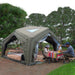 RBM Koala Hub khaki open with two people eating at campsite