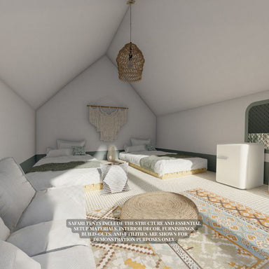 Safari Tent Aurora III by Luna Glamping interior view with two beds and couch