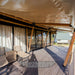 Safari Tent Eclipse by Luna Glamping exterior view of deck and sliding glass doors