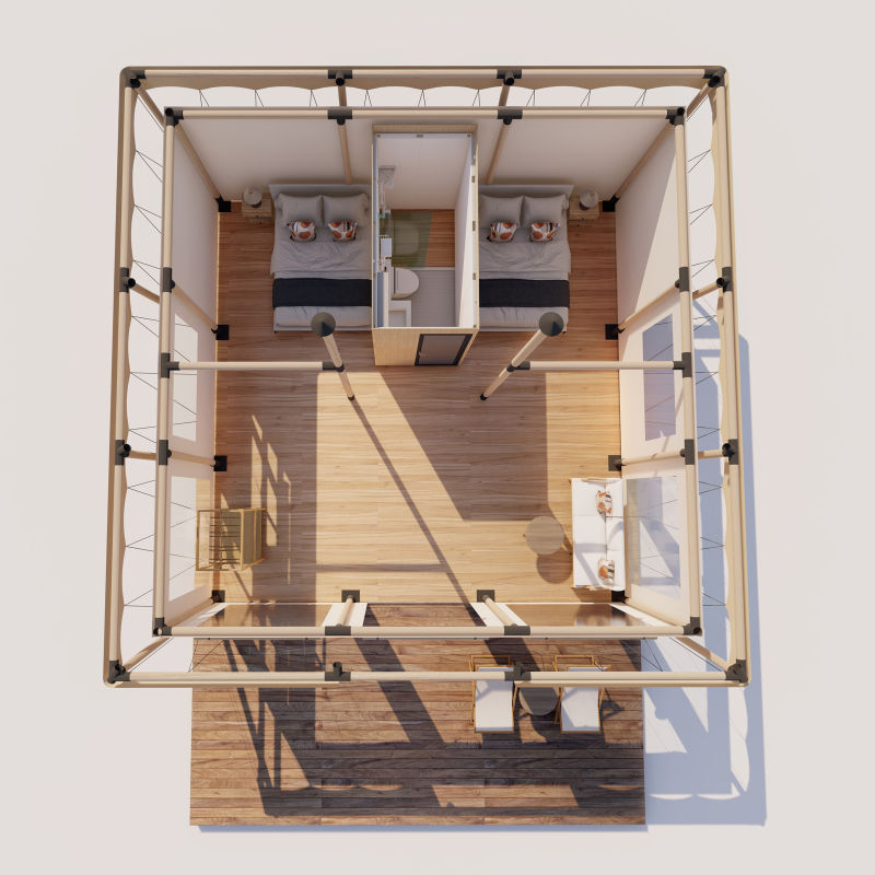 Safari Tent Eclipse by Luna Glamping top stock view layout