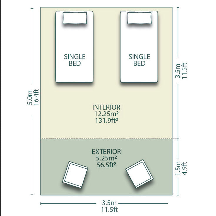 Safari Tent Equinox II by Luna Glamping floorplan measurements