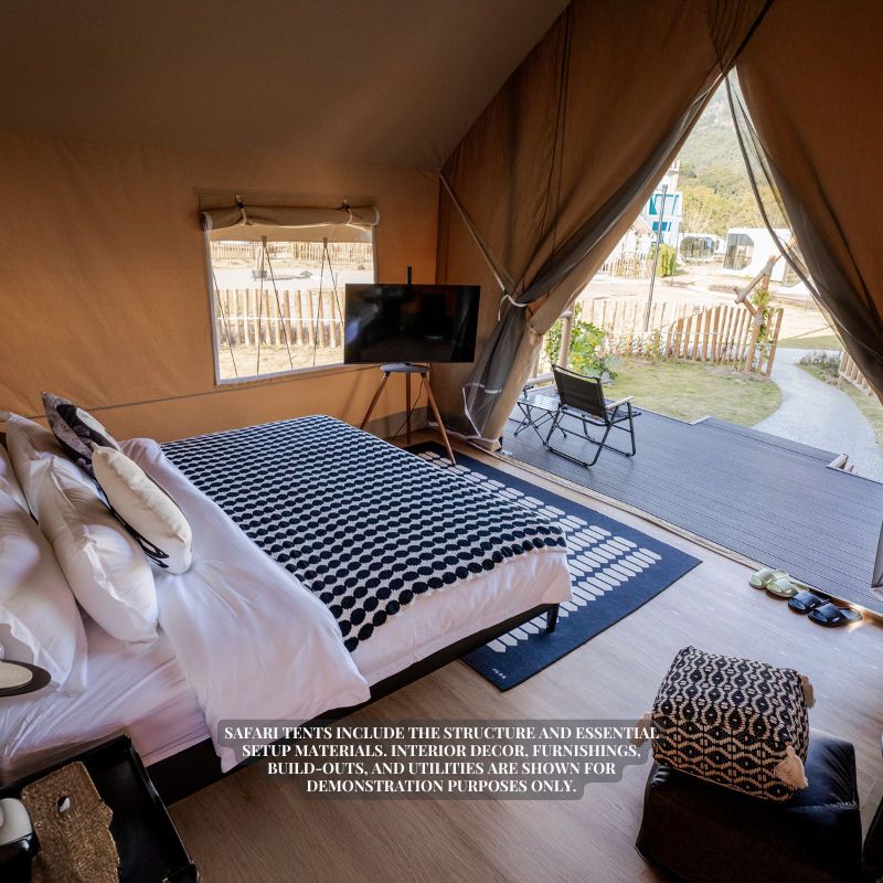 Safari Tent Solstice II by Luna Glamping interior view from rear corner
