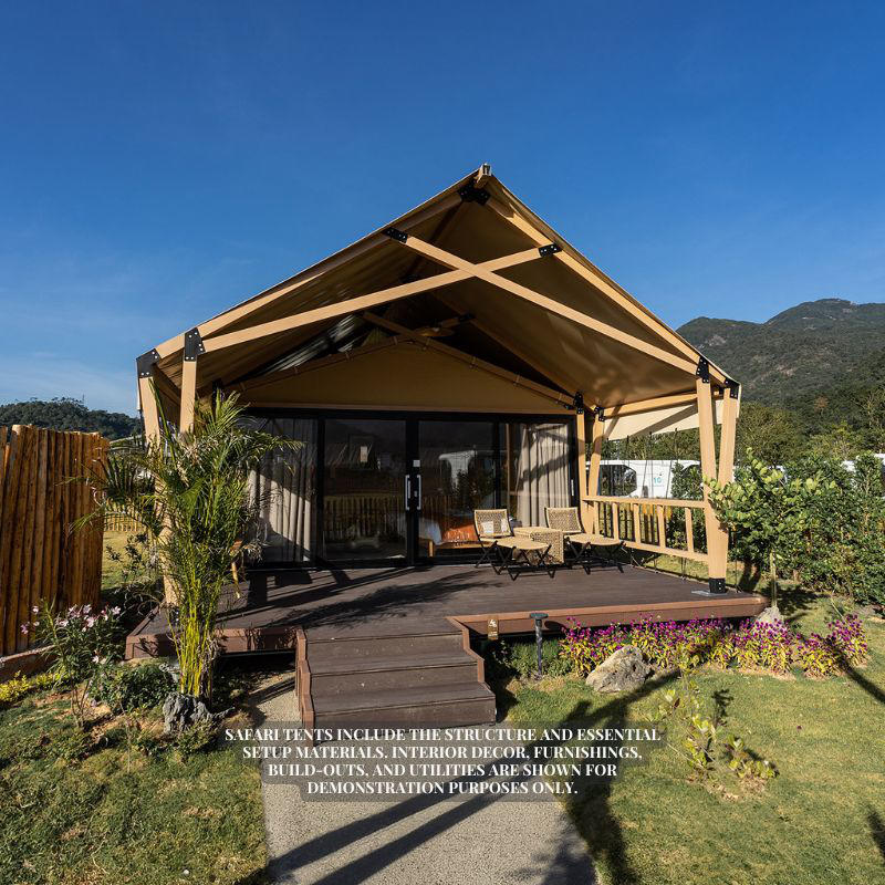 Safari Tent Zenith II by Luna Glamping front right view in mountains