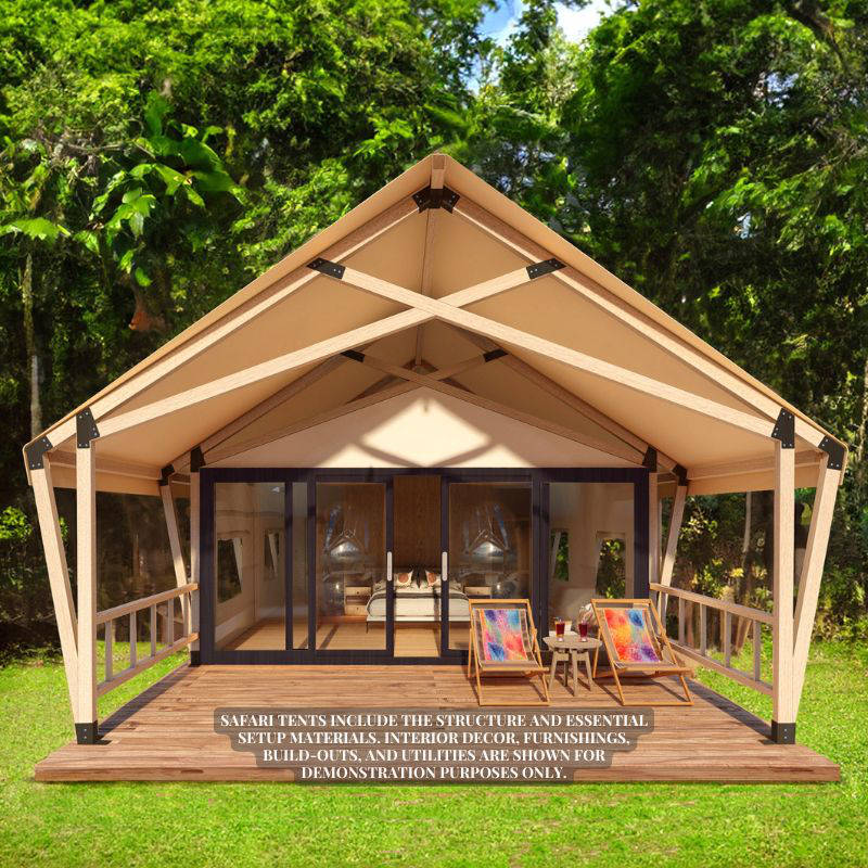 Safari Tent Zenith II by Luna Glamping stock photo on grass by trees