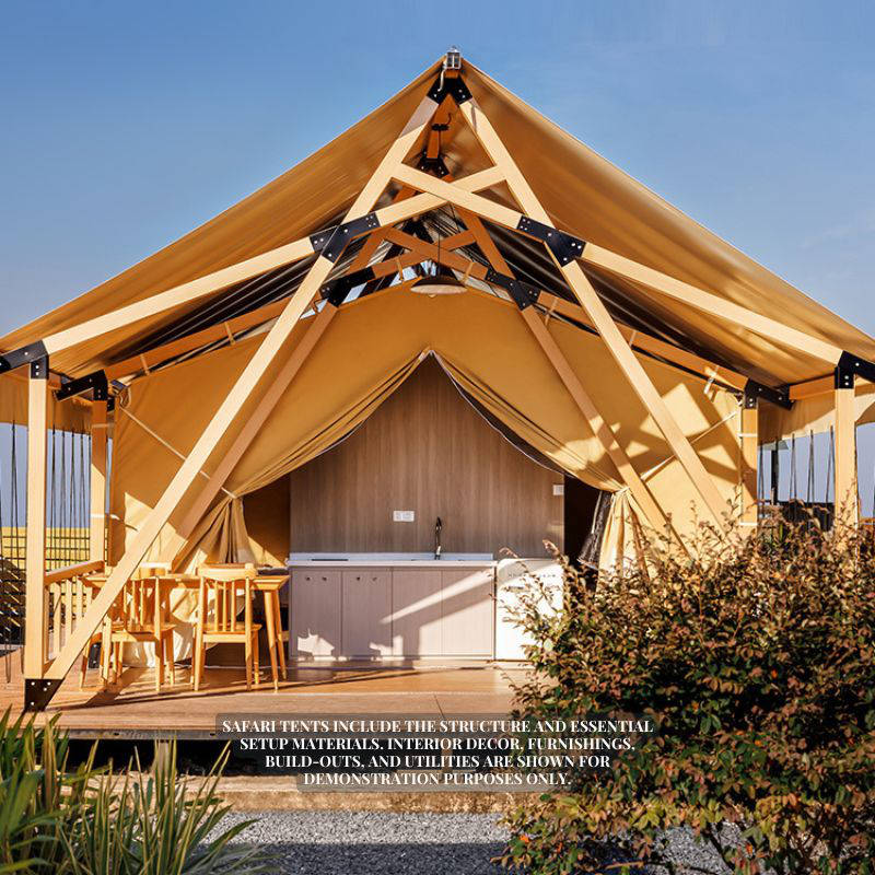 Safari Tent Zenith I by Luna Glamping front view on gravel