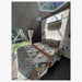 Stargazing Dome 16' Luna Glamping interior bedroom with bed and air conditioner