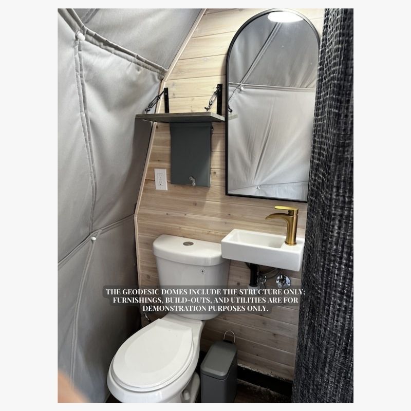 Stargazing Dome 16' Luna Glamping interior view of bathroom