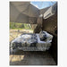 Stargazing Dome 16' Luna Glamping interior view of bedroom with air conditioner