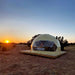 Stargazing Dome 16' Luna Glamping sandy beige in desert at sunset