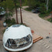 Stargazing Dome 16' Luna Glamping white front drone view