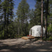 Stargazing Dome 16' Luna Glamping white in woods daytime