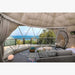 Stargazing Dome 19' Luna Glamping white interior view of living room
