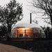 Stargazing Dome 26' Luna Glamping in white front view on wood deck