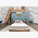 Stargazing Dome 26' Luna Glamping in white interior view with bed loft and air conditioner