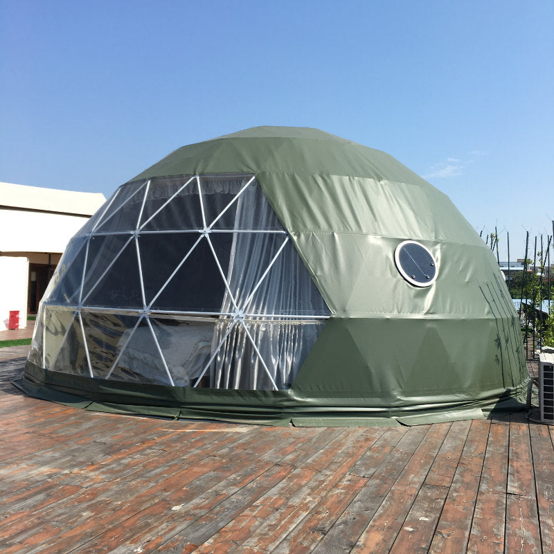 Stargazing Dome by Luna Glamping military green exterior cover