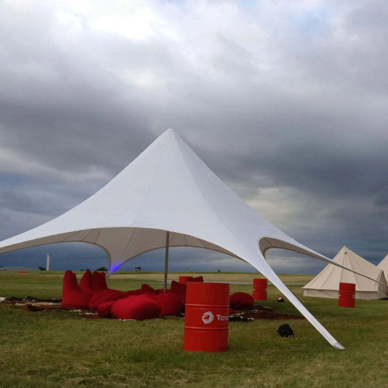 Starshade Event Tent by CanvasCamp  Luxury Outdoor Canopy red bean bag chairs close up