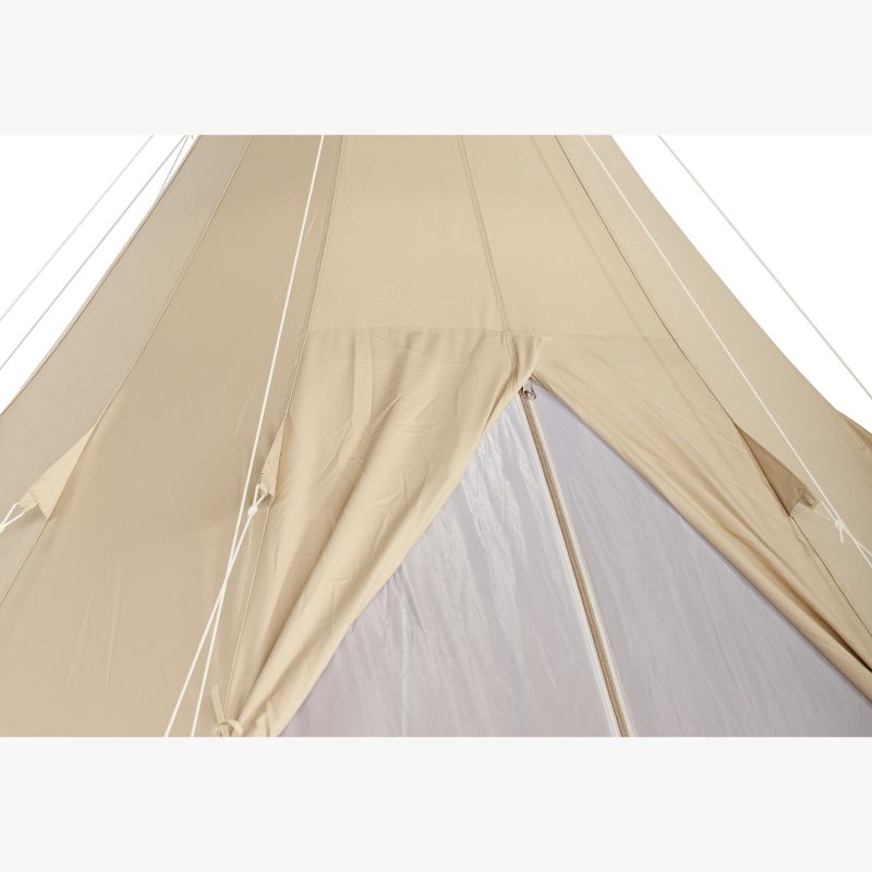 Teepee Tent Tipi by Canvas Camp stock photo close up view of mesh door