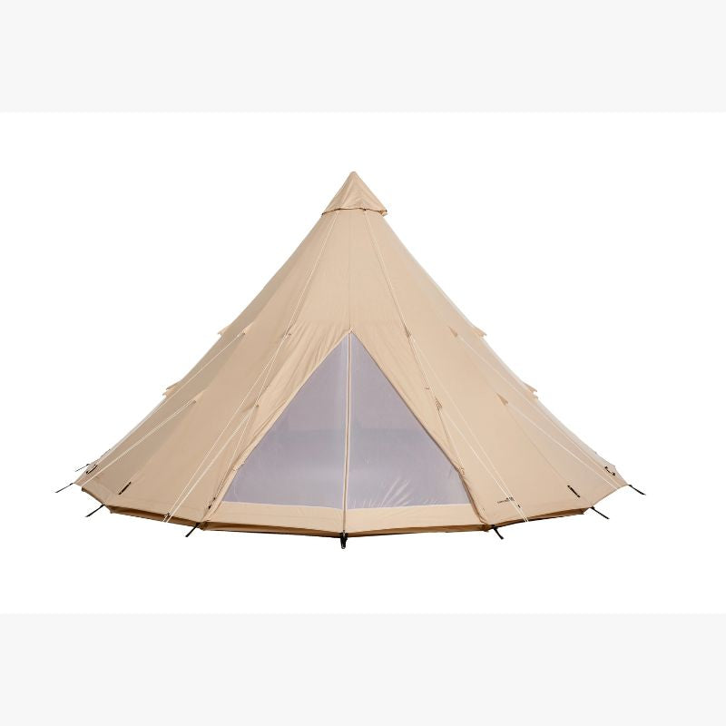 Teepee Tent Tipi by Canvas Camp stock photo front view closed mesh door