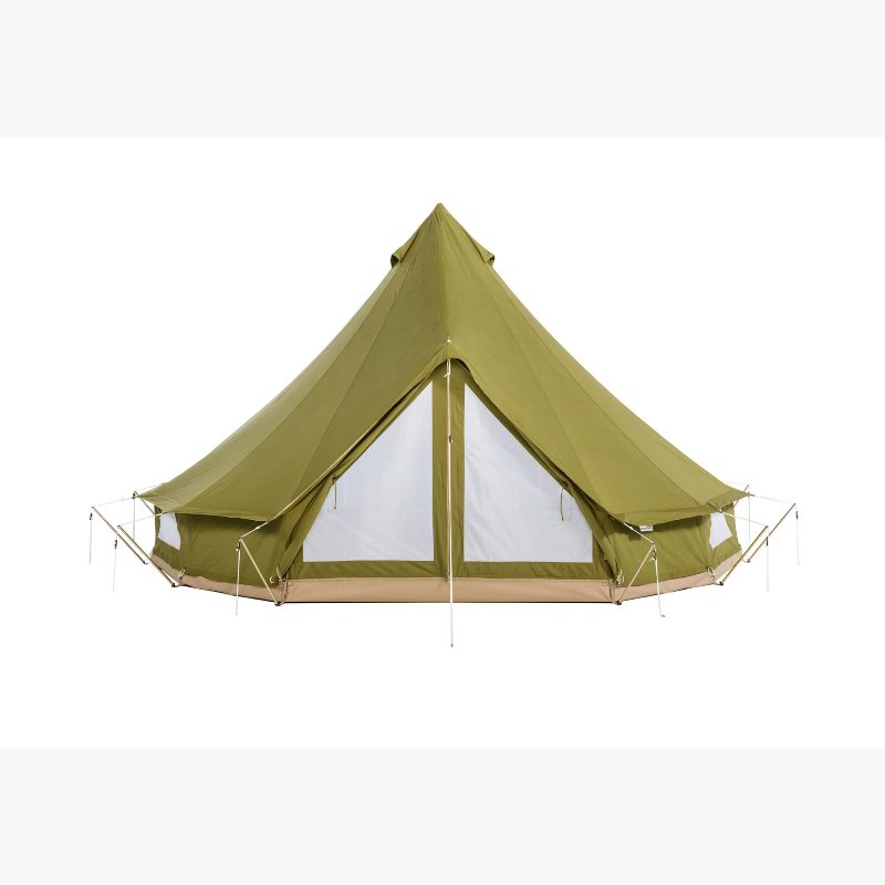 Yurt Tent Sibley Pro 500 by Canvas Camp green stock photo front mesh door closed