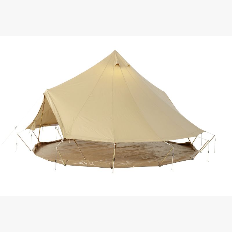 Yurt Tent Sibley Pro 500 by Canvas Camp stock photo front door open walls rolled up