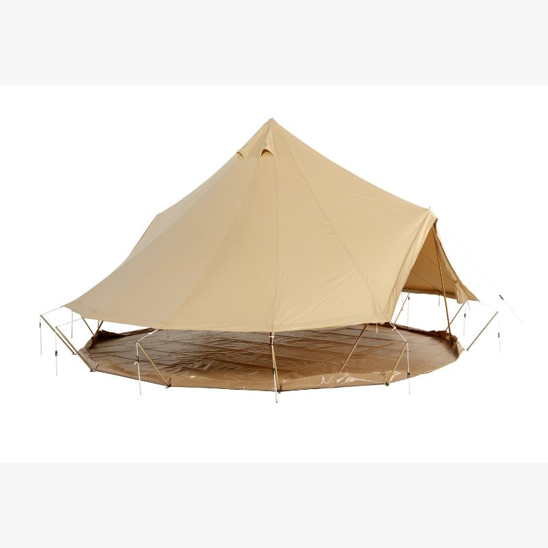 Yurt Tent Sibley Pro 500 by Canvas Camp stock photo front right view door open walls rolled up