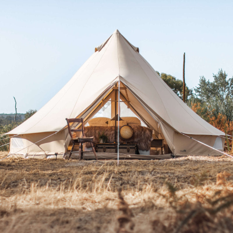 Yurt Tent Sibley Pro 500 double door by Canvas Camp front view on brown grass
