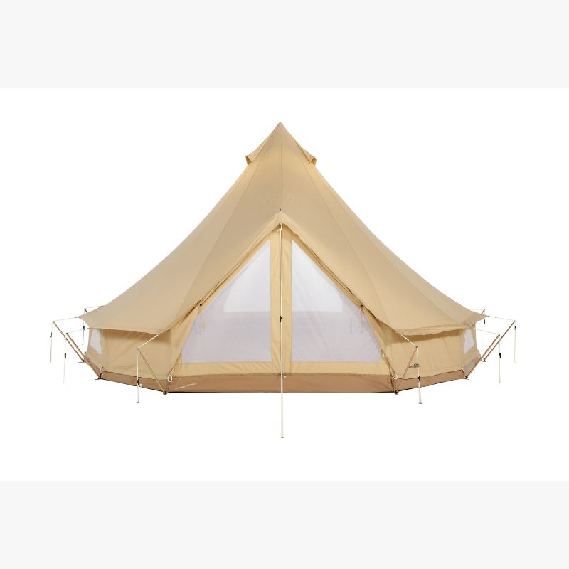 Yurt Tent Sibley Pro 500 double door by Canvas Camp stock photo front mesh door closed