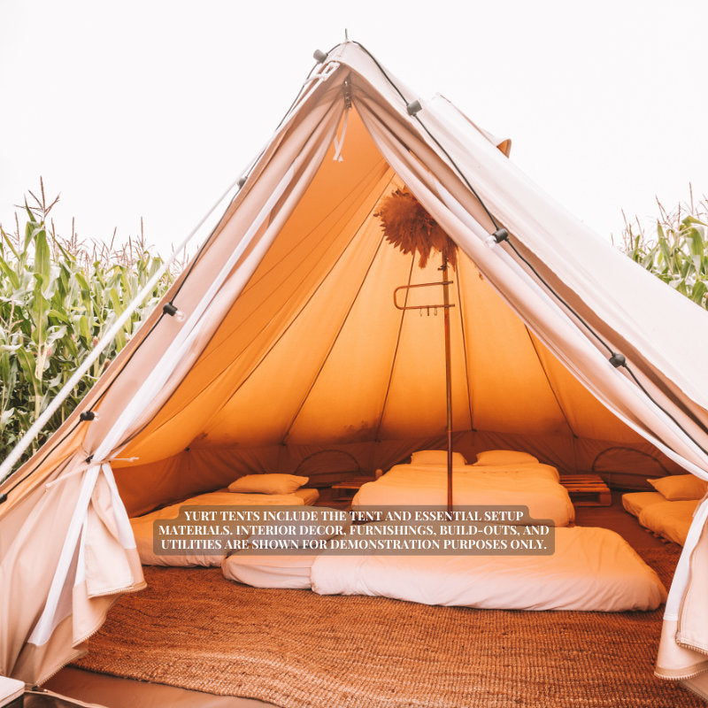 Yurt Tent Sibley Ultimate 450 by Canvas Camp close up view of interior with disclaimer