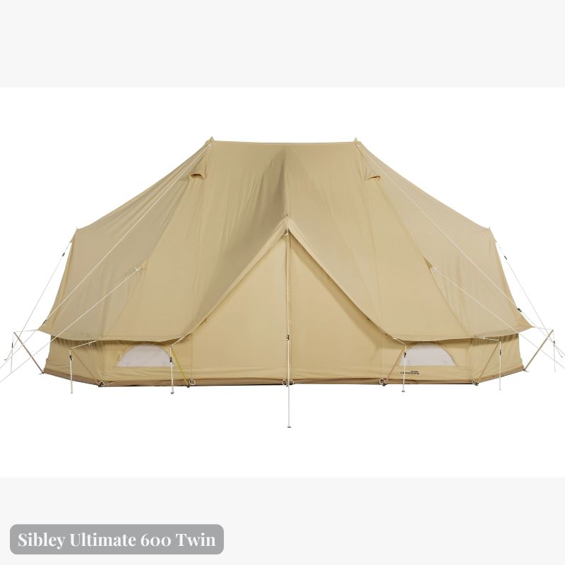 Yurt Tent Sibley Ultimate 600 twin by Canvas Camp stock photo front view closed door