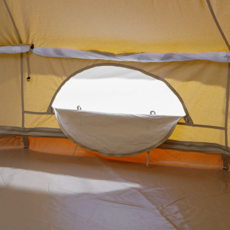 Yurt Tent Sibley Ultimate by Canvas Camp stock photo empty interior view of window