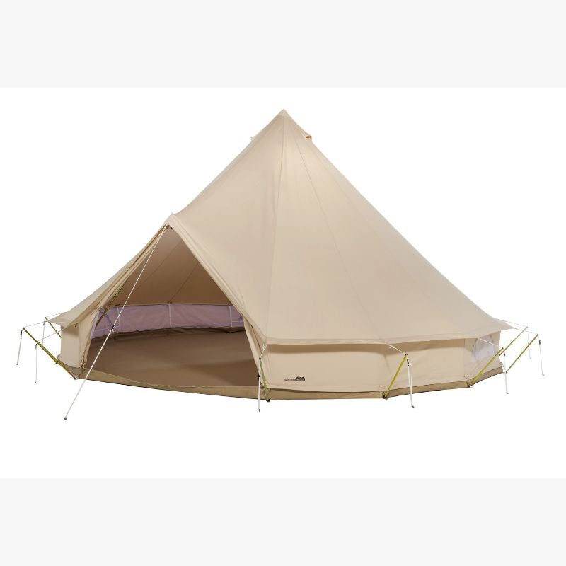 Yurt Tent Sibley Ultimate by Canvas Camp stock photo front left view open front door