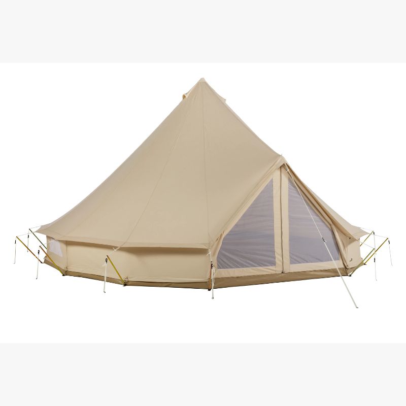 Yurt Tent Sibley Ultimate by Canvas Camp stock photo front right view closed mesh door