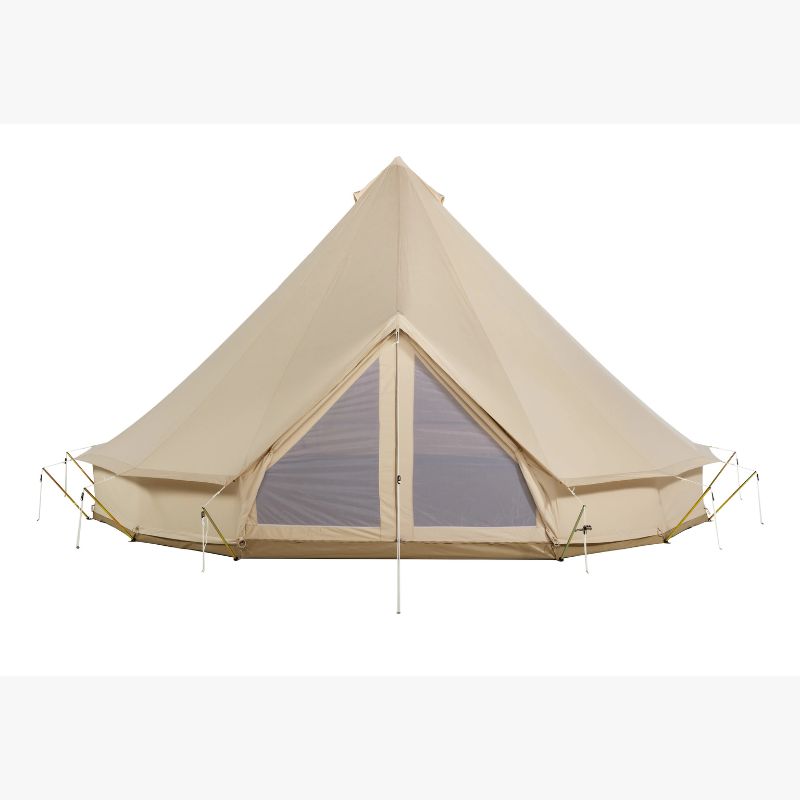 Yurt Tent Sibley Ultimate by Canvas Camp stock photo front view closed mesh door