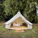 Yurt Tent Stella Stargazer by Life in Tents 13ft front view on grass near trees with home door mat