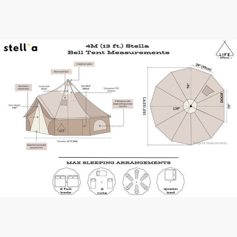 Yurt Tent Stella Stargazer by Life in Tents 13ft measurements