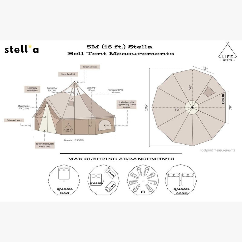 Yurt Tent Stella Stargazer by Life in Tents 16ft measurements